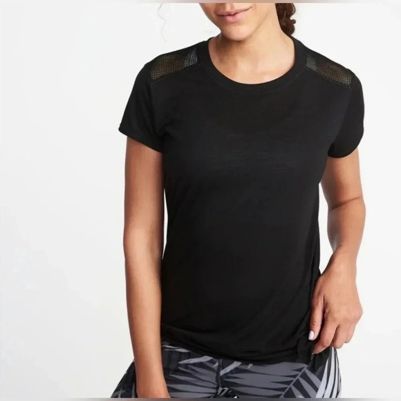 Old Navy, Size L, Black Relaxed Mesh-Back Side-Tie Tee - Picture 13 of 13